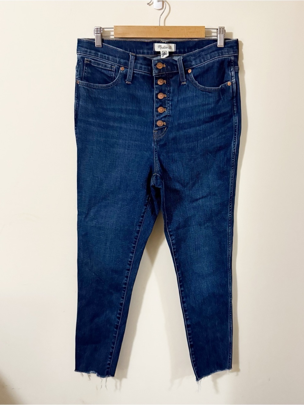 Madewell 10" High Rise Skinny Jeans Button Fly Size 32 Pockets Denim Womens